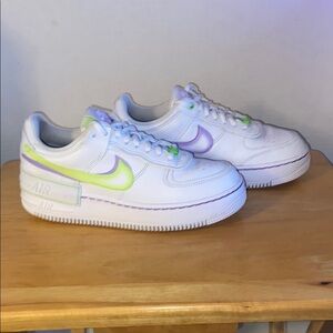 Nike Air Force 1 Shadow green and purple. Womens 8.5 Sneakers